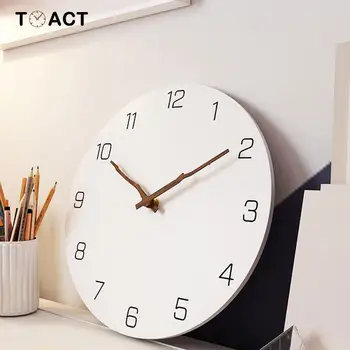 

Nordic White Wall Clock Modern Design Living Room Decoration Wood Clocks Wooden Hanging Watch Simple Silent horloge murale