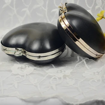

Heart Shape Fashion Women Purse Frame With Black Plastic Box Handbag DIY Evening Bag Wedding Party Prom Metal Clutch Frame