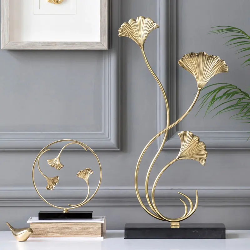 

New creative beautiful Chinese style golden ginkgo biloba home decorations living room wine cabinet decorations ornaments