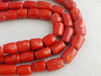 

wholesale 5PCS Natural Stone Red Color Coral Round Drum Beads 16'' Strand For Jewelry Making
