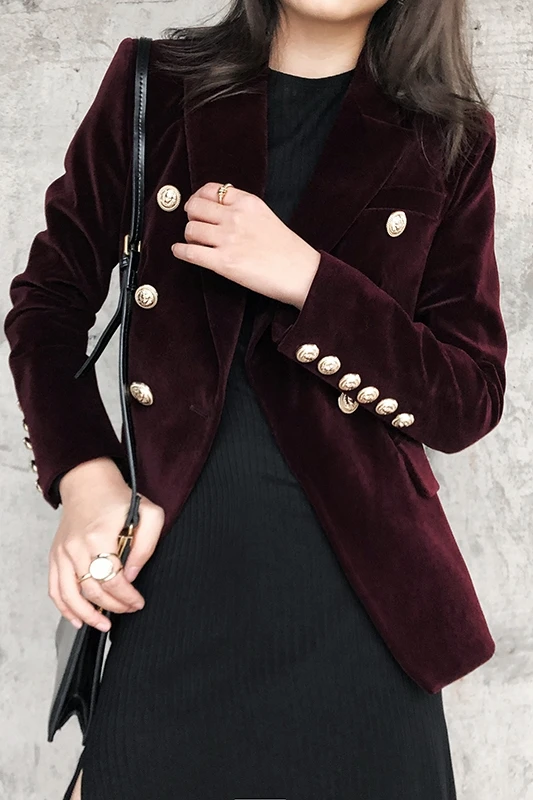 Fashion Spring Coats Women Casual Tops New Velvet Slim Small Suit Solid Color Lapel Double-breasted Women Coat and Jackets