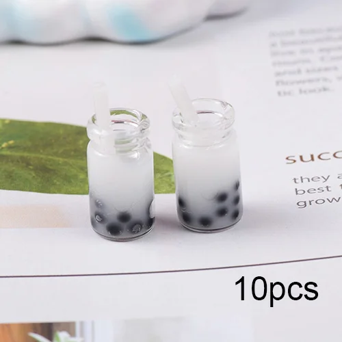Веселая обезьяна Boba Slime амулеты Смола милый пузырь молоко чай бутылка добавки Набор DIY Декор для пушистого прозрачного хрустящего слизи - Цвет: White 10pcs