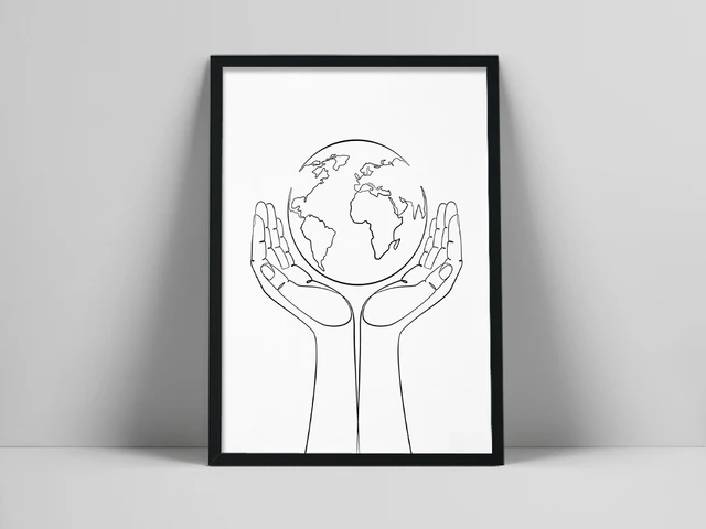 World In Hands Drawing