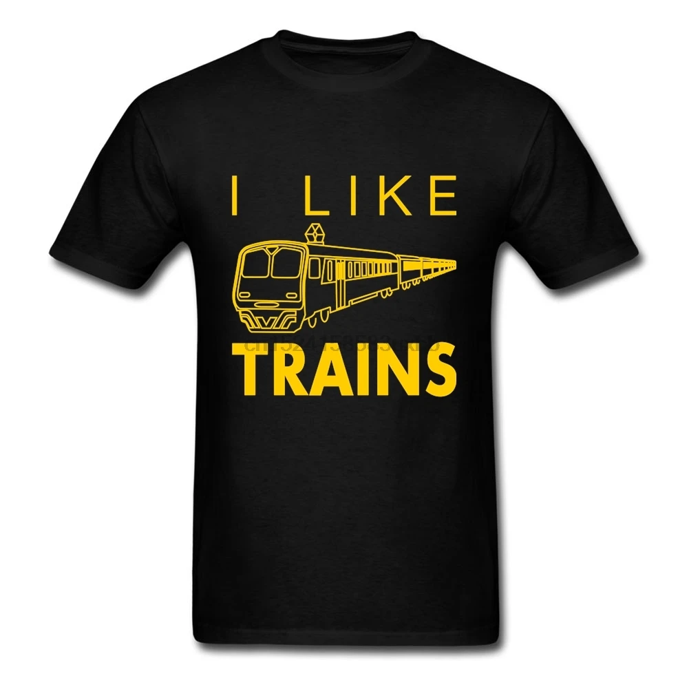 Hot Men T-Shirt Colleague Custom Tee Shirts Adult I Like Trains Hipster Slim Tops Homme Clothes |