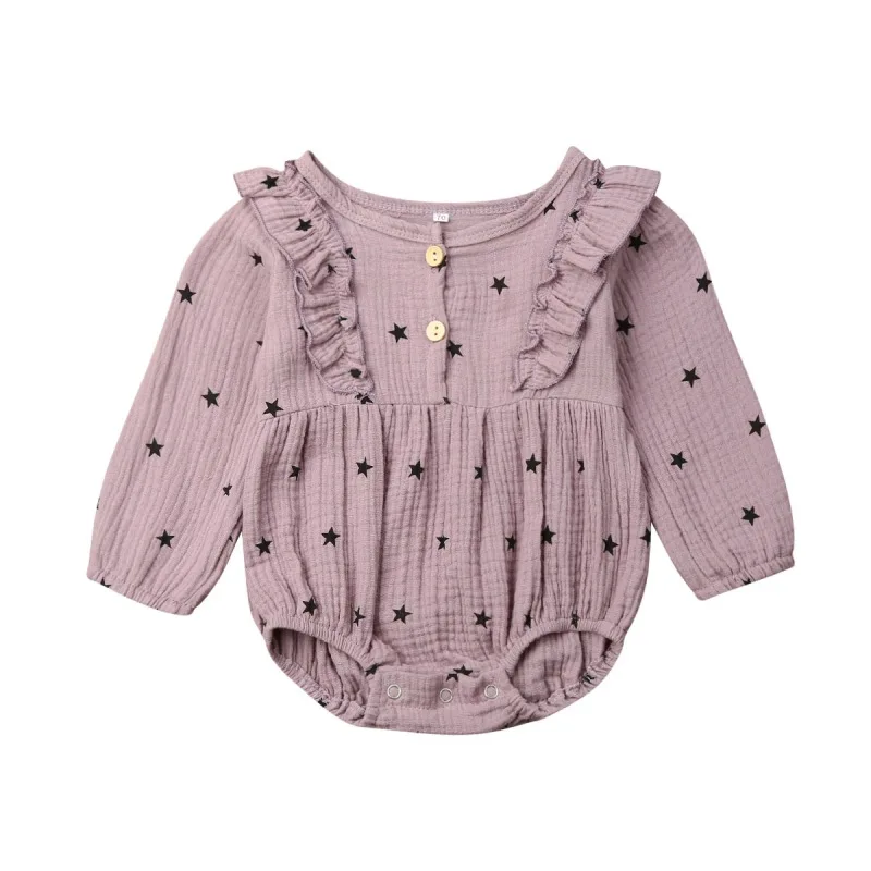 

4 Color 0-18M Autumn Infant Baby Girls Bodysuit Long Sleeve Star Print Kids Casual Jumpsuit Outfits