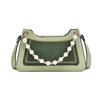 

Ladies Fashion Handbag New Beaded Design Messenger Bag Women PU Leather Shoulder Bag Female Green