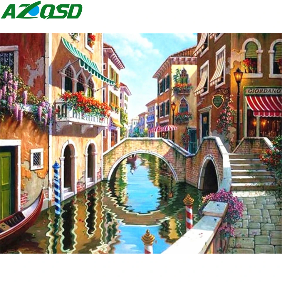 

AZQSD 5D Diamond Painting Landscape Mosaic Gift Wall Art Diamond Embroidery Full Square Picture Of Rhinestone DIY Handmade