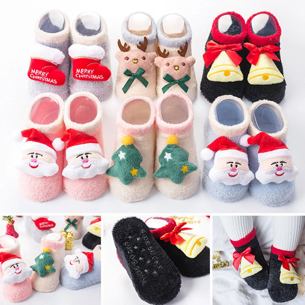 Носки для малышей; Новинка; зимние теплые носки для маленьких мальчиков и девочек с героями мультфильмов; Рождественская зимняя обувь; теплые носки; зимняя обувь для малышей