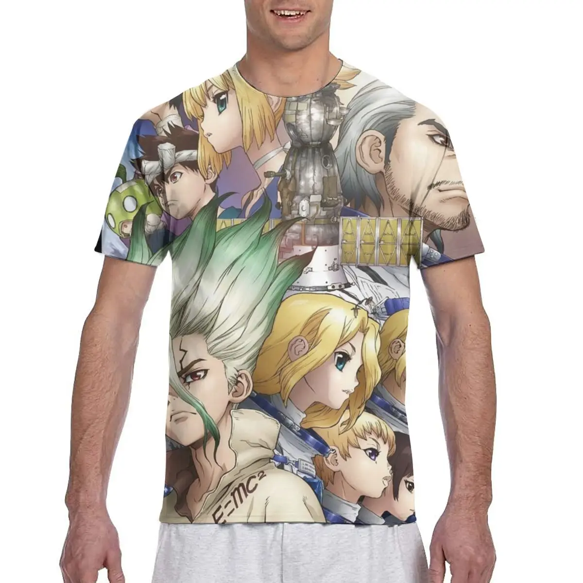 

Dr. Stone New arrival 3D printed Male Classic Round Collar Tshirt