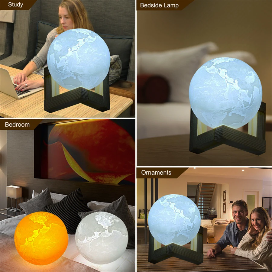 Светодиодная лампа с 3D принтом меняющая цвет светодиодная для ночного освещения