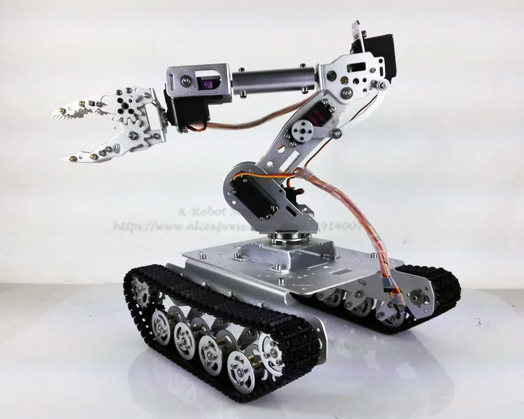 TS100 7DOF mechanical arm with crawler chassis aluminum alloy arm MG996R steering gear without control system DIY robot toy