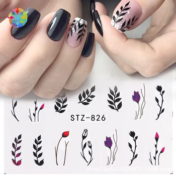 

Flower Leaf Tree Green Simple Water Nail Decal and Sticker Summer DIY Slider for Manicure Nail Art Watermark Manicure Decor