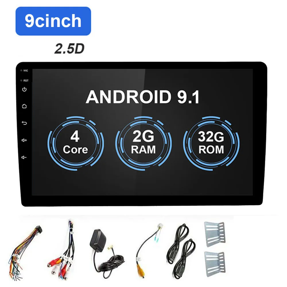 9/10. 1 дюймов 2din Android 9,1 автомобильный мультимедийный плеер радио авто стерео Универсальный Автомобильный gps навигатор Авторадио Bluetooth Wifi - Цвет: 9inch 2 32G NoCam
