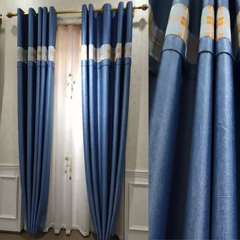 

Splicing Simple Modern Full Blackout Drapes/Curtains Insulation Bedroom Living Room with Bay Window Shade Cloth Curtains