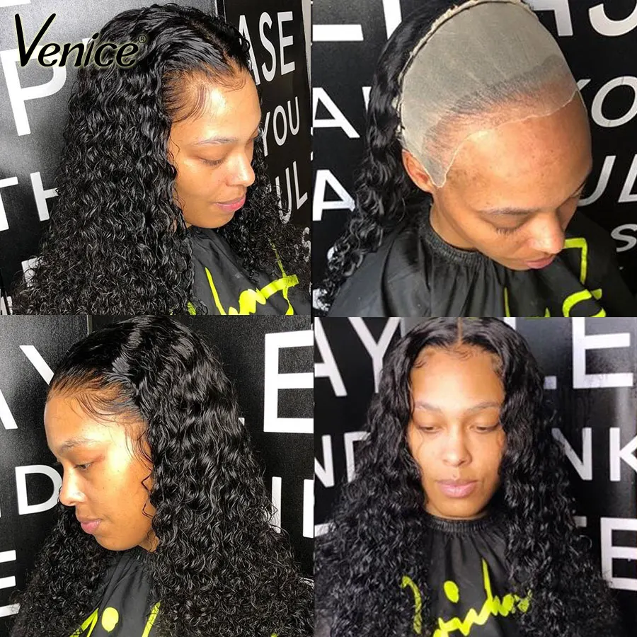 Венеция вьющиеся волосы Remy 13X6 парик из человеческих волос на сетке спереди с