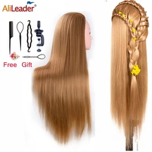 

Alileader 26” Synthetic Blonde Black Hair Training Mannequin Head Cosmetology Hair Salon Hairdressing Practice Doll Manikin Head