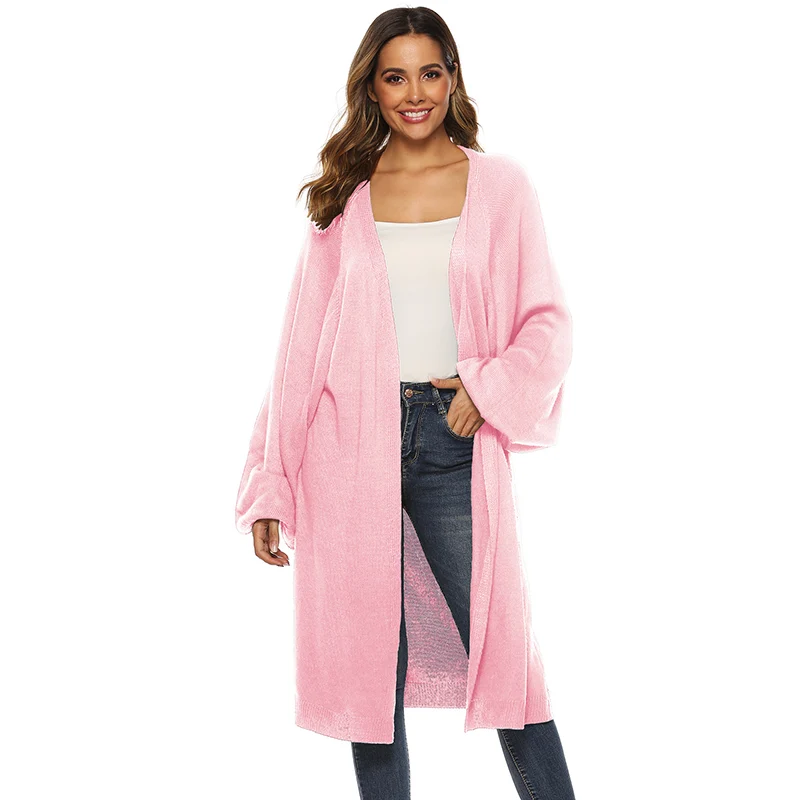 

2019 New Autumn Knit Cardigan Women V-neck Long Sleeve Solid Color Sweater Female Loose Casual Lantern Sleeve Cardigan Coats