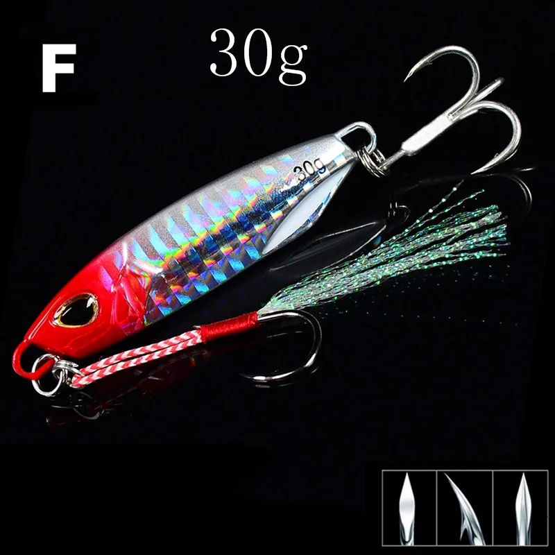 10/15/20/30/40/50 g Artificial Bait Reusable Metal Sinking Casting Lure Jigging Spoon Fishing Accessories With Hooks - Цвет: F-30g