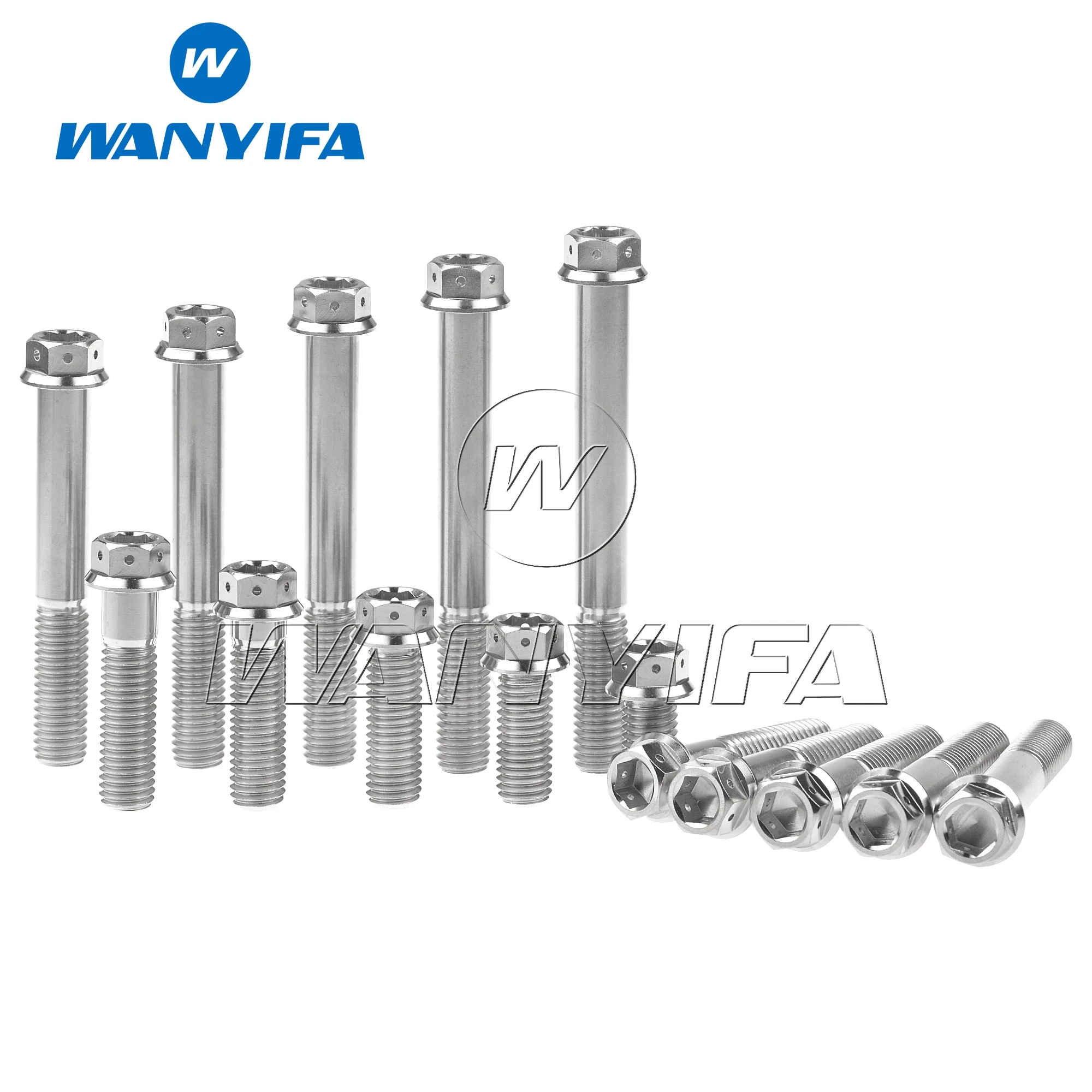 Wanyifa Titanium Ti Bolt M6/M8x10 15 20 25 30 35 40 45 50 55 60mm Flange Hex Head Screw For Motorcycle Refitted
