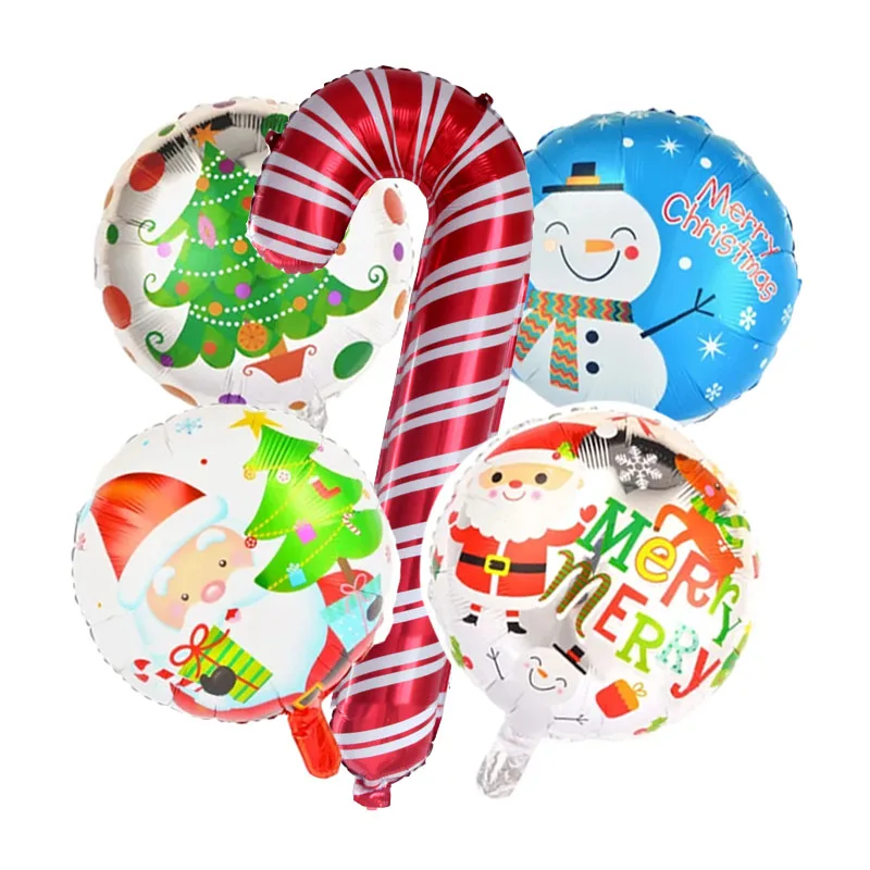 

5pcs Christmas Crutches Foil Balloons Set Christmas Ballon Christmas Decorations Xmas Children's Inflatable toys New Year Decor