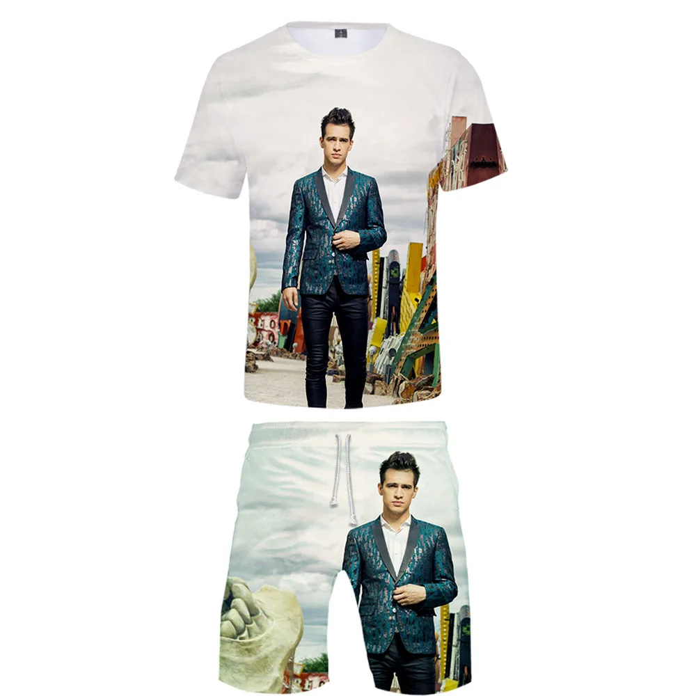 Panic! На дискотеке комплект из двух предметов футболка и шорты Harajuku Мужская футболка уличная Harajuku короткий рукав плюс размер