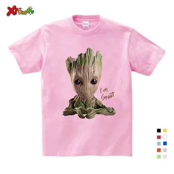 

Children New Summer Casual White Tee Tops Clothes for Baby Groot Print Tshirt Boy Girls T-shirt Kids T Shirts Clothing 3T-9T