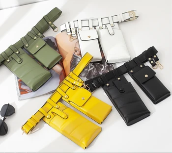 

Waist Bags For Women Pure Color Waist Packs Chest Fanny Belt Bag Female PU Phone Pouch