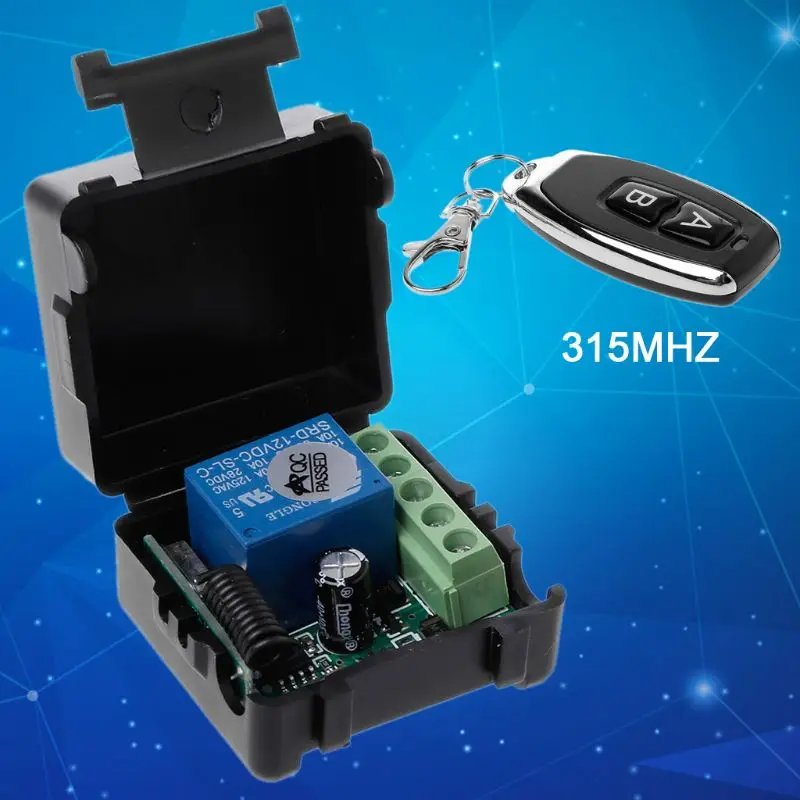 

Remote Control Wireless Switch 12V 315MHz 1CH Relay Receiver Module RF Transmitter