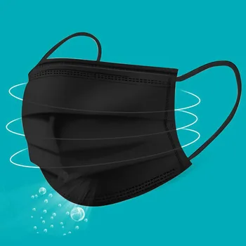 

Adult Fashion Disposable Solid Black Face Mask 3Ply Protective Dust Mask Mascherine Lavabili Mondkapjes Wasbaar Masque Lavable