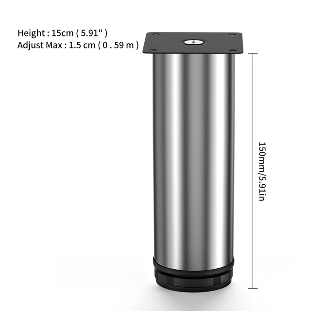 1pcs 5-30CM Furniture Adjustable Cabinet Legs Stainless Steel Table Sofa Metal Foot With Screws Home Improvement Hardware silver 15CM