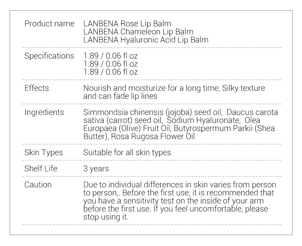 LANBENA Chameleon Lip Balm Hyaluronic Acid  Rose Moisturizing Natural Nourishing Smoothing Lip Lines Long-lasting Lip Care