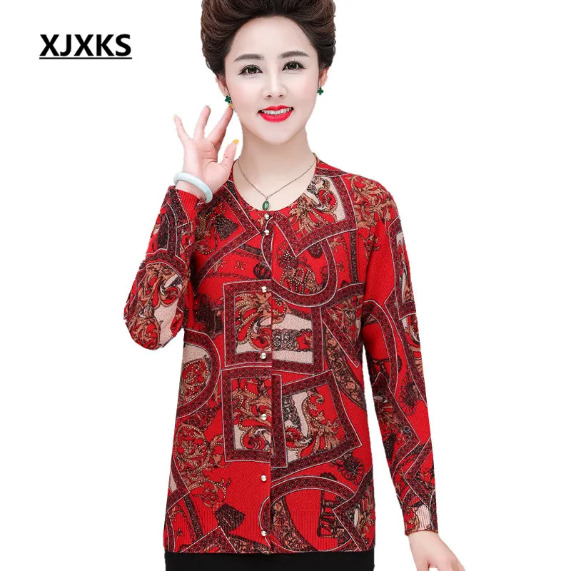 

XJXKS Women high-end cashmere cardigan 2019 autumn winter new loose plus size high quality knitted sweater women cardigan