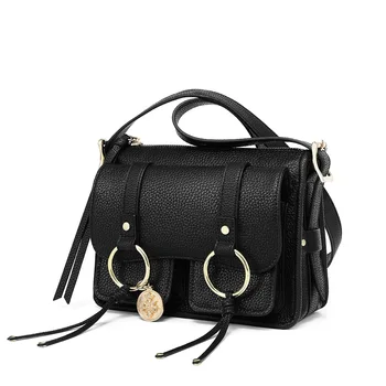 

2019 cowhide women bag is simple versatile light and multi bag practical and large capacity tassel messenger bag
