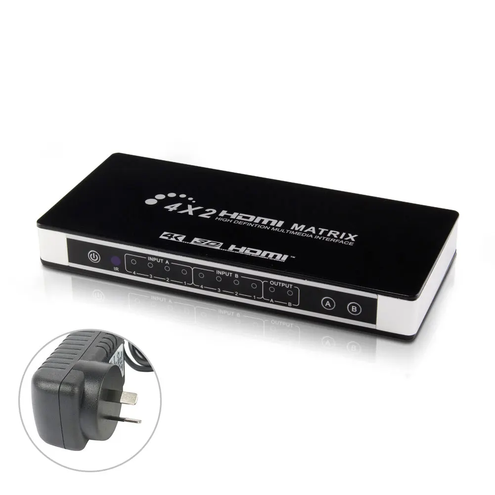 HDMI 4 входа 2 выхода EDID переключатель двойной аудио Разделение HD матрица 1080P HDMI матричный конвертер адаптер с пультом дистанционного управления - Цвет: AU Plug