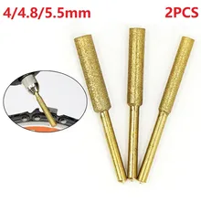 

2Pcs Diamond Coated Cylindrical Chainsaw Sharpener Burr 4/4.8/5.5mm Stone File Chain Saw Sharpening Carving Grinding Tools