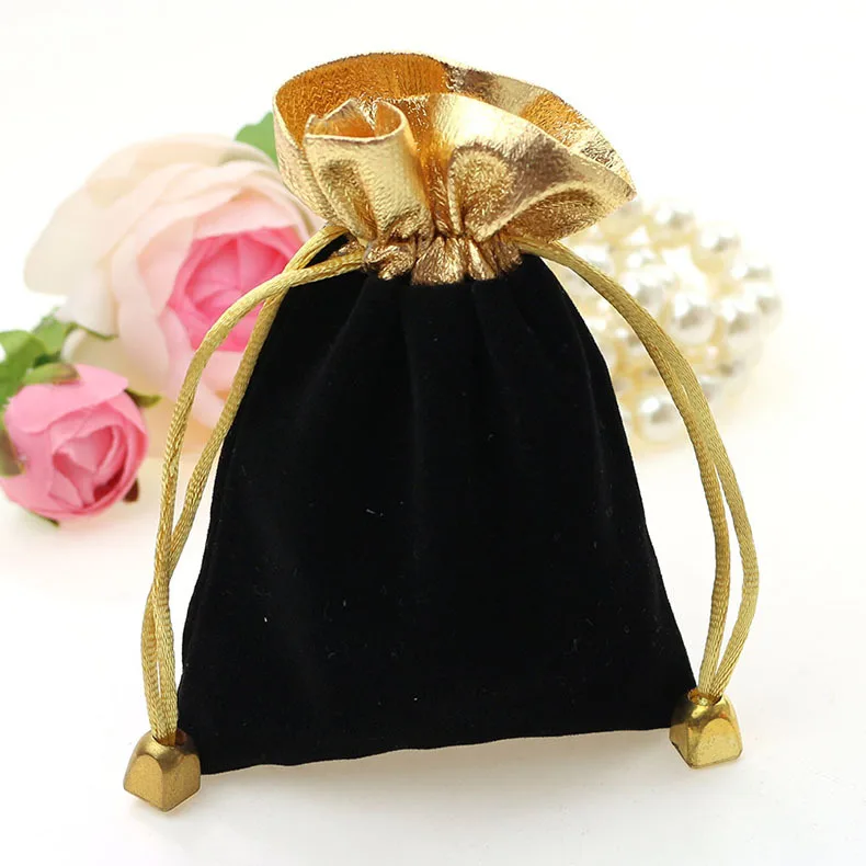 

20pcs 7*9cm black Phnom Penh Velvet Bags woman vintage drawstring bag for Party/Jewelry/Gift diy handmade Pouch Packaging Bag