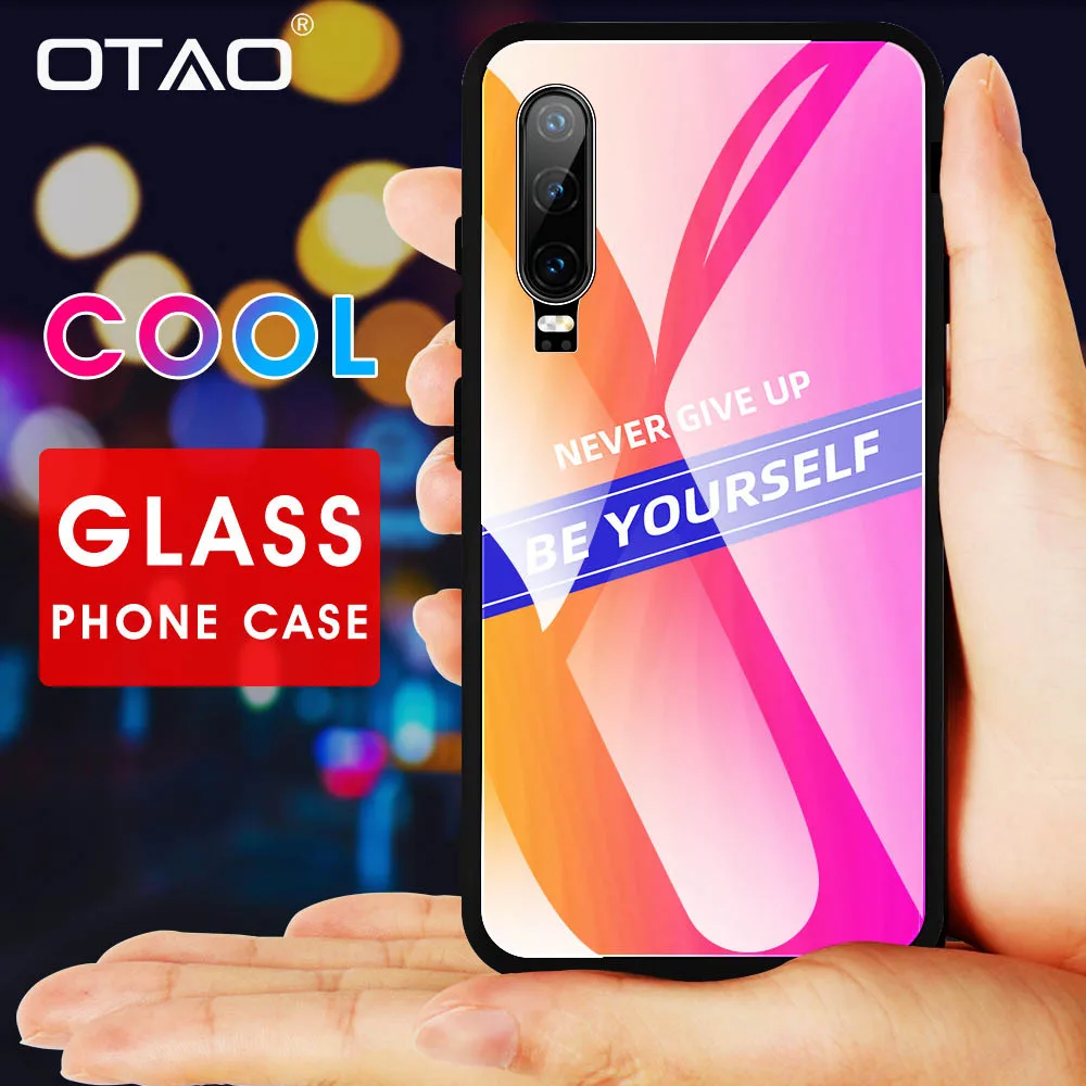 Чехол из закаленного стекла с градиентом OTAO для huawei P20 Lite P30 Pro mate 30 9 H задняя крышка