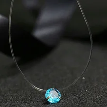 Новое прозрачное рыболовное ожерелье женское серебряное невидимое ожерелье цепочка женское Русалка стразы колье-чокер