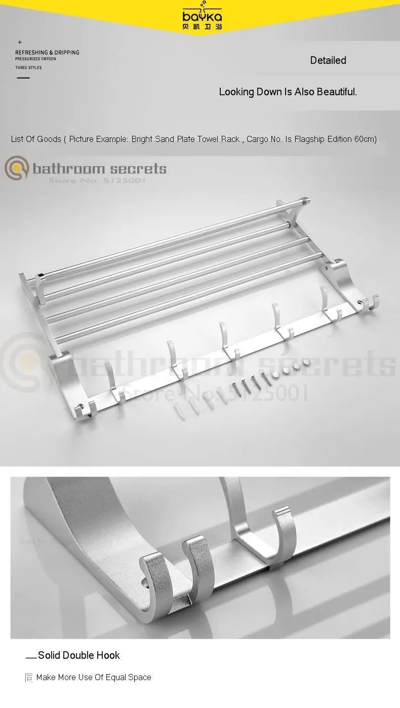 Bathroom Hanger Space Aluminium Towel Rack Pole Bath Towel Rack Bathroom Hanger Toilet Wall Hanging Without Punching