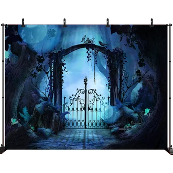 

Acejoker Halloween Party Photography Backdrop Cartoon Gothic Gate Banner Background Photo Studio Photocall