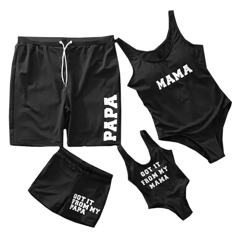 

2020 Family Matching Swimwear Outfits Mother Daughter Bikini Swimsuit Father Son Swim Shorts Mommy Dad and Me Beachwear Clothes