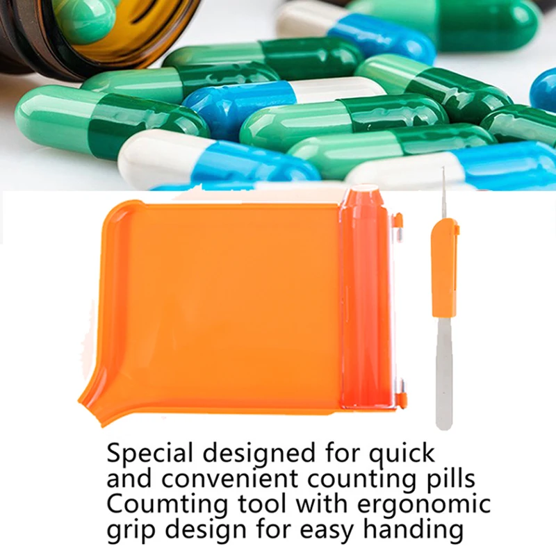 1Set Plastic Pill Counting Tray Durable Practical Counting Tray Pill Cutter Dispenser Pharist Phary Technicians Doctor New