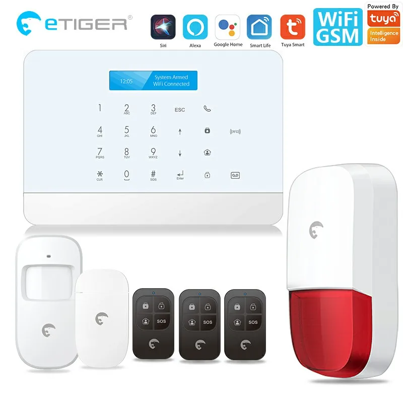 TY-S6-G ETiger TY-S6, профессиональная сигнализация Tuya, система безопасности, умный дом, wifi, GSM домашняя система охранной сигнализации, ip-камера Alexa Google home - Цвет: TY-S6-G