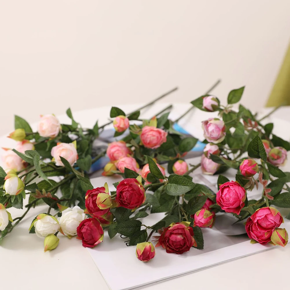 

1PC Artificial Rose Flower Branch Bouquet For Wedding Party Background Venue Decoration Flower Artificiales