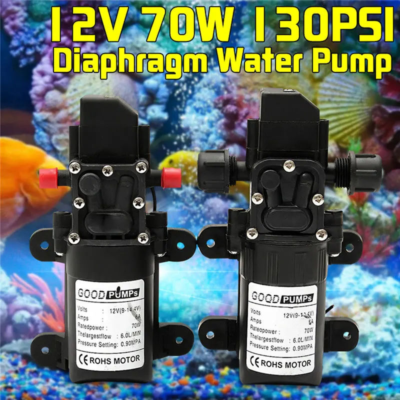 DC 12V 130PSI 6L/Min Water High Pressure Diaphragm Water Pump Self Priming Pump Automatic Switch DC 12V 130PSI 6L/Min Water High Pressure Diaphragm Water Pump Self Priming Pump Automatic Switch