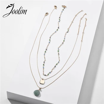 

JOOLIM Bead Layered Necklace Teal Stone Pendant Necklace Summer Necklace Wholesale