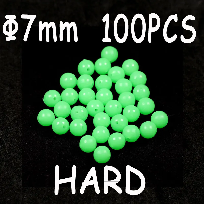100pcs green 7x7mm 100 шт рыболовные снасти в виде бобов светящиеся круглые поплавки пробки светящиеся такелажные Бусины Пластиковые снасти Соблазнительные аксессуары красный зеленый - Цвет: 100pcs green 7x7mm