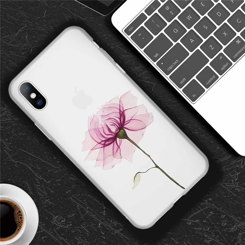 Матовый цветочный чехол для iPhone 11 Pro Max 8 7 6 6S Plus прозрачный телефона X XS XR Xs мягкий