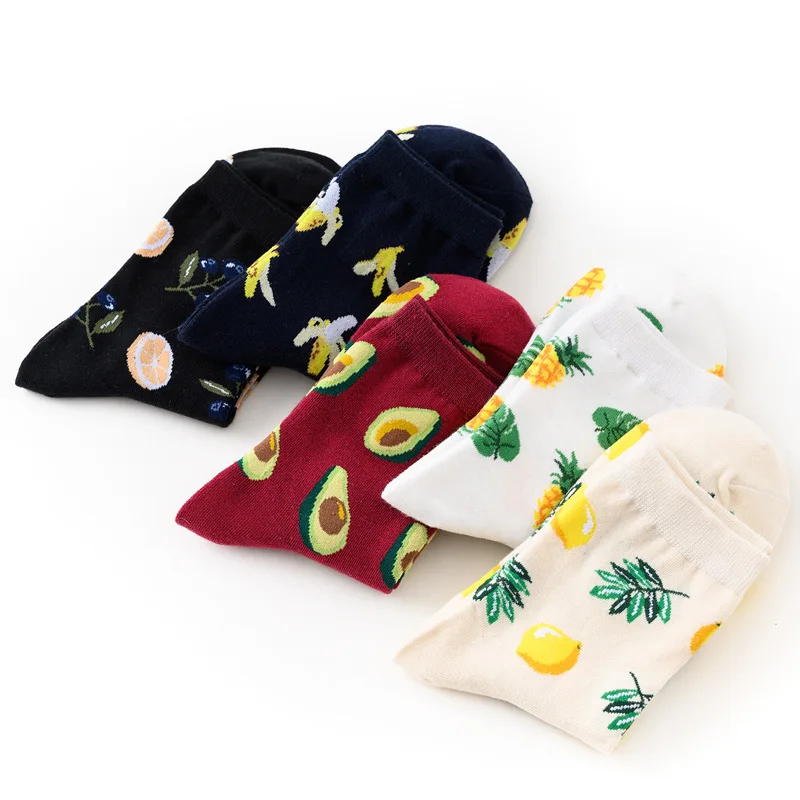 M MISM/модные разноцветные хлопковые носки средней длины с тропическими фруктами, корейские Kawaii хлопчатобумажные забавные носки, набор с паттеном, новые носки унисекс