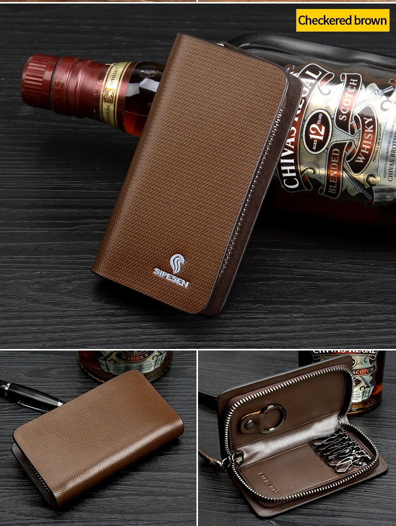 Leather Key Case Unisex Key Chain Multifunctional Storage Bag Smart Housekeeper Car Key Case Key Case Genuine Card Case New